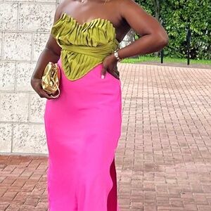 COPY - Prettylittlething Green Pleated Corset Top